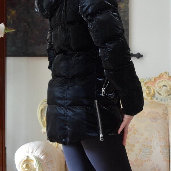 WOODPECKER Wet Black Hooded puffer/parka/coat/jacket Size SMALL - Picture 3 of 12